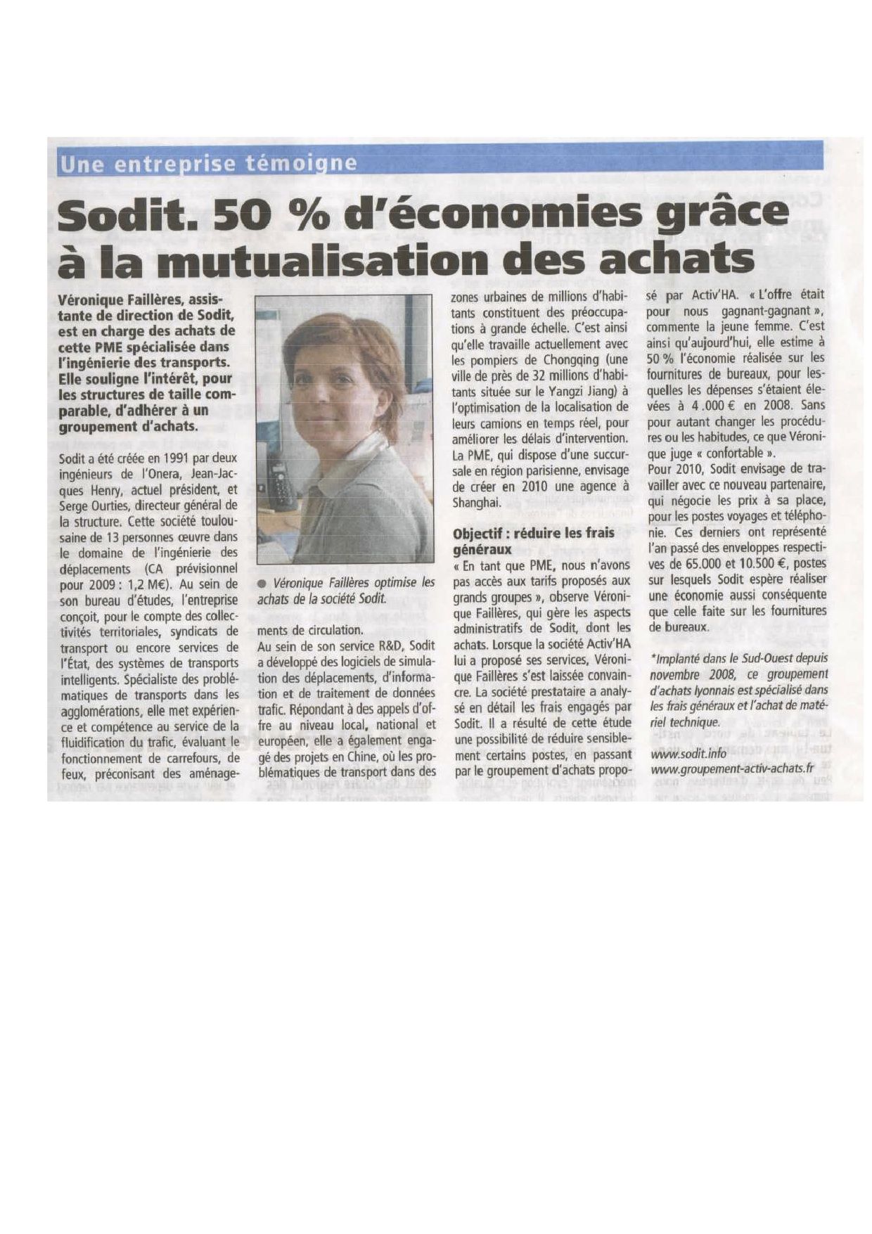 SODIT un client Activ'H.A réalise des d'économies grace à la mutualisation des achats