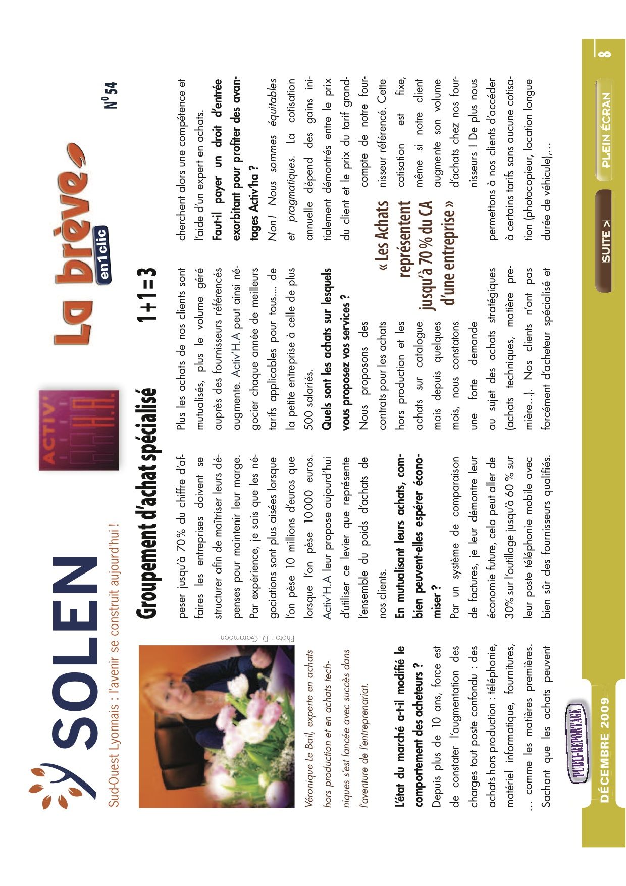 Activ'H.A membre de l'association SOLEN au travers de sa Présidente Véronique Le Bail